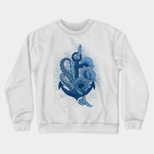 Blue anchor, tentacles and flowers Crewneck Sweatshirt